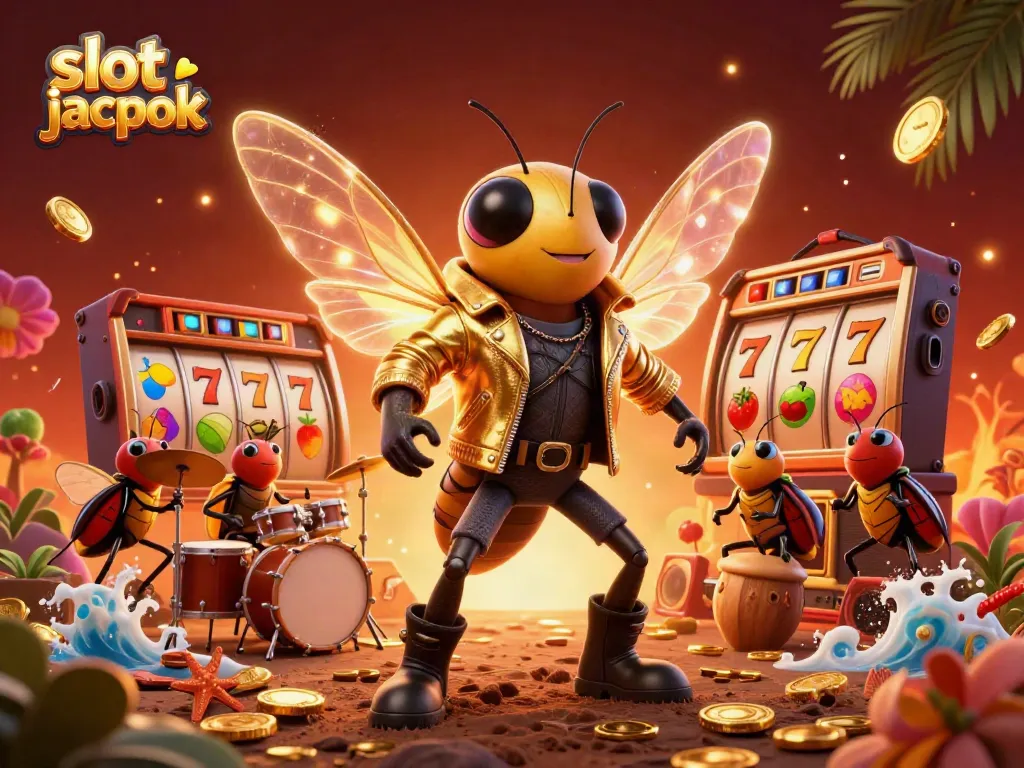 Experience the thrill of winning with the vibrant slot jackpot scene featuring electrifying characters.