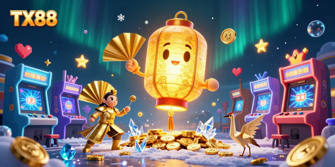 Experience the vibrant TX88 gaming world with dynamic characters and bright casino elements.