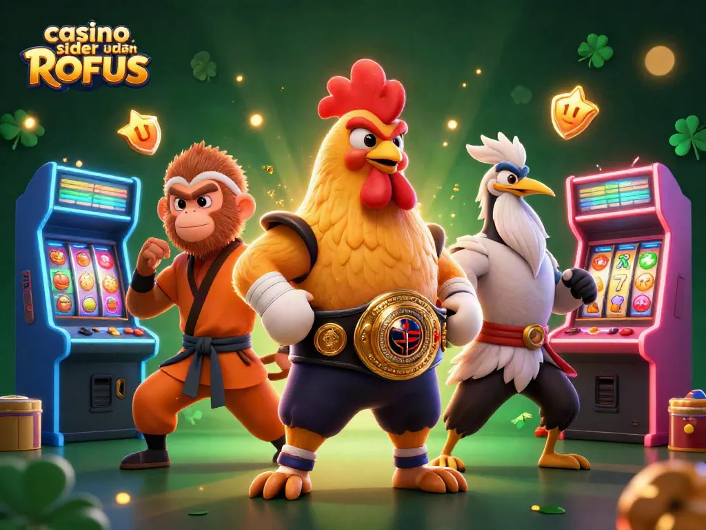Play exciting games at casino sider uden ROFUS with animated characters and vibrant arcade elements.