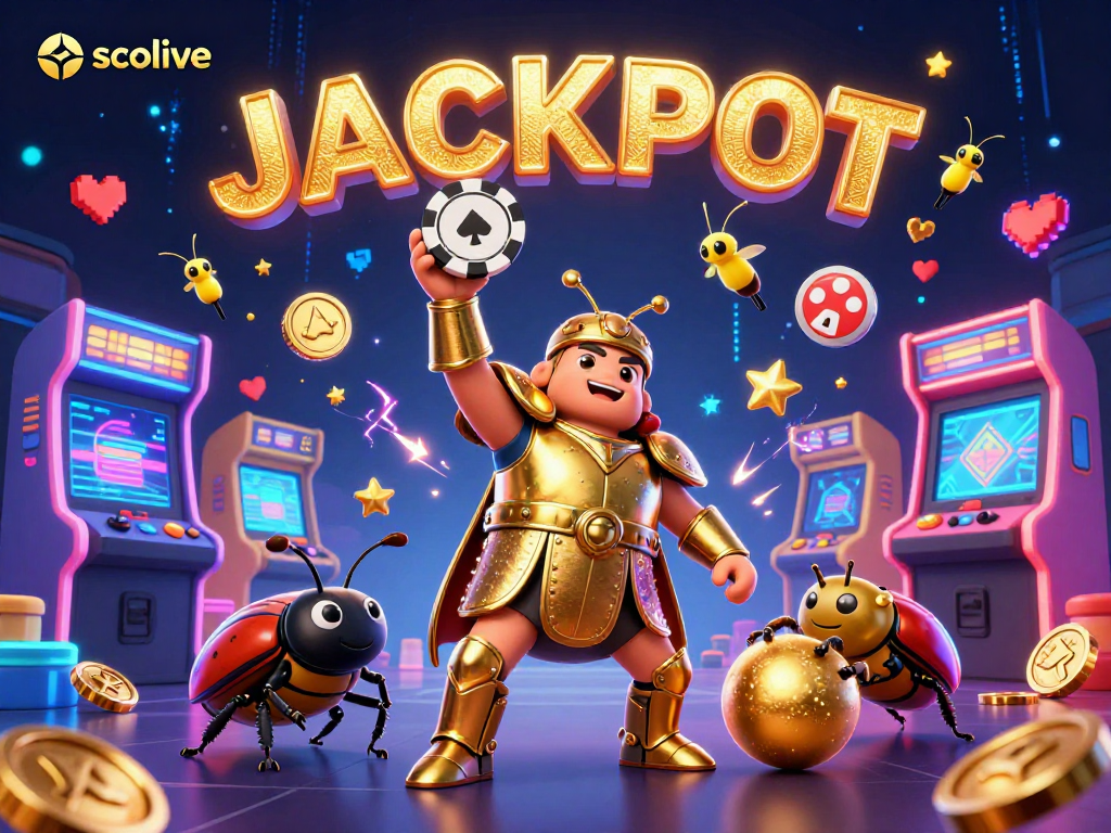 Socolive inspires gamers with a vibrant 3D casino scene, showcasing a hercules beetle lifting a poker chip in triumph.