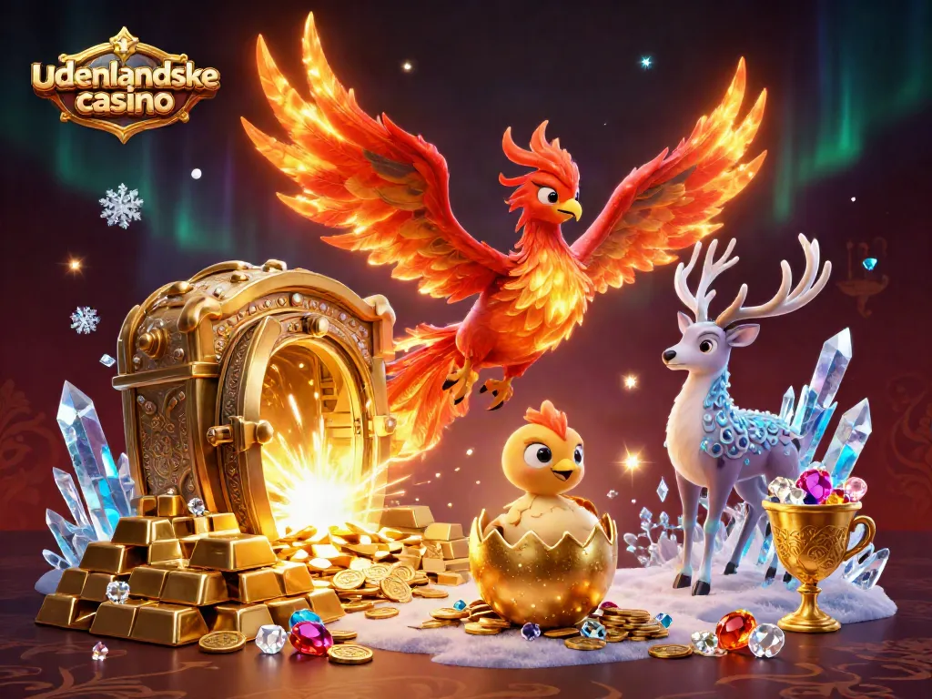 Experience the vibrant world of udenlandske casino with phoenix and treasures in a magical scene.