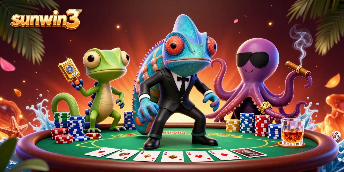 Experience high-stakes poker action with sunwin3 featuring vibrant characters and dynamic gameplay elements.