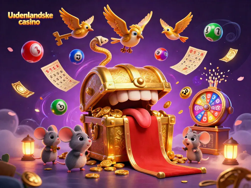 Engage with the udenlandske casino treasures in a colorful lottery adventure scene.